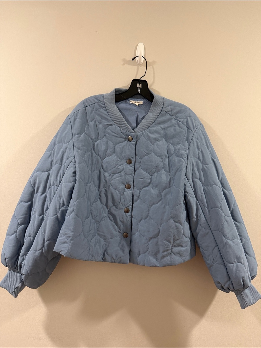 Marithe Francois Girbaud Powder Blue Quilted Bomber Jacket